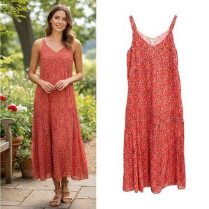 Joie Tea Rose Midi Dress Women's Size 2XL Sleeveless Red Cottagecore Cotton